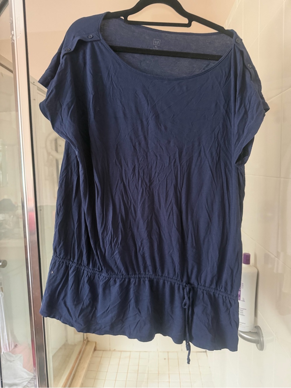 GAP Navy Short Sleeve Drawstring Waist Tunic